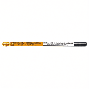 Broca helicoidal HSS con cabeza recubierta de TiN, acero aleado HSS 1070, acabado brillante para perforación de metal. - Product Image 2