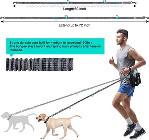 Correa de perro manos libres a la moda, bolsa dispensadora de caca elástica reflectante con doble ASA, cinturón ajustable - Product Image 3