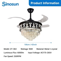 Ventilateur de plafond LED de luxe avec lumière et télécommande, moteur DC à pales réversibles de 42 pouces, fonction minuterie, pour salon moderne (OEM/ODM)