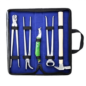 Ensemble haut de 5 pièces Kit d'outils de maréchal-ferrant marteau de conduite, pince à sabot de 12 ", extracteur d'ongles de 13" et couteau à sabot tranchant pour la coupe du fer à cheval - Product Image 1