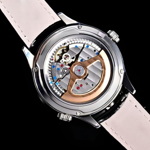 Édition personnalisée, montre unisexe de luxe à double fuseau horaire, réserve de marche jour/nuit, cristal saphir lumineux, boîtier argenté, cadran blanc - Product Image 4