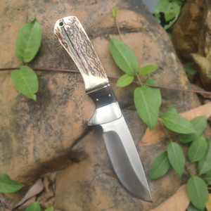 Coltello a lama fissa Full Tang di qualità tedesca con manico in corno di cervo naturale prezioso, OEM, per campeggio, autodifesa, sopravvivenza e caccia - Product Image 6