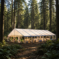 Tente de réception de mariage quatre saisons imperméable en PVC avec plafond en aluminium, trois chambres et salon, ignifuge