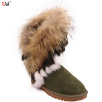 Bottes d'hiver/automne en cuir thermique mi-mollet pour femmes avec fourrure de renard, personnalisables avec logo et couleur, support ODM/OEM, vente en gros