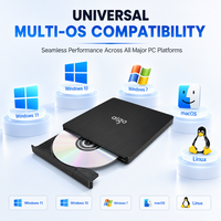 Lecteur de CD/DVD externe compact USB 2.0 silencieux, graveur de DVD-RW mince pour étudiants, bureaux, PC portables et ordinateurs de bureau