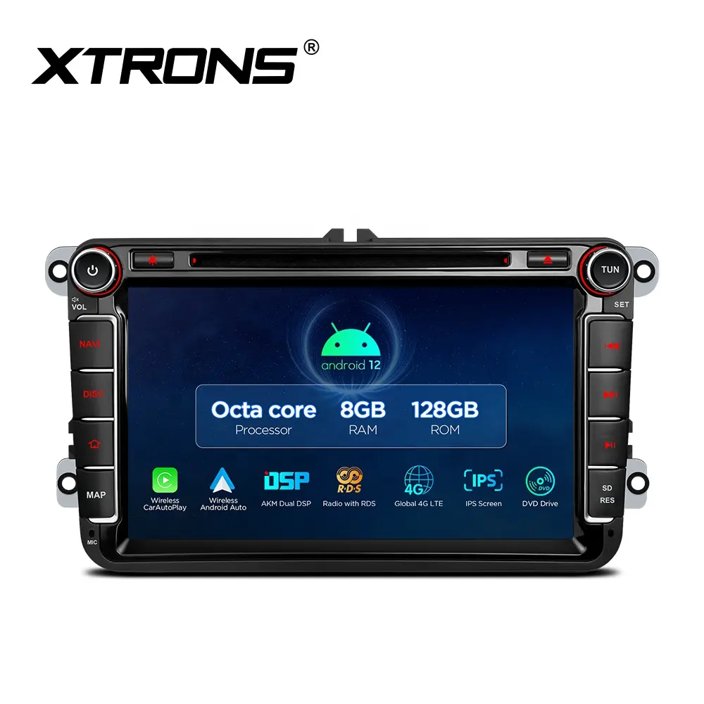 XTRONS layar sentuh 8 inci Android 12 2din layar mobil untuk tempat duduk Altea XL Leon Mk2 Toledo Carplay pemutar Android mobil otomatis