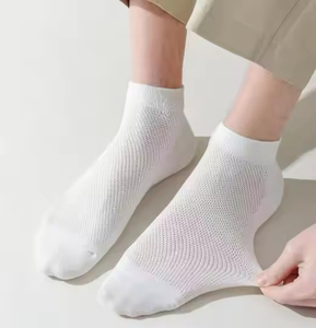 Wholesale Classical Plain Mesh Men's Short Custom Cotton Business <b>Socks</b> – Summer Casual Ankle <b>Socks</b> - Product Image 1