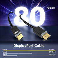 Cable DP 2.1 de 16K y 80Gbps, DisplayPort a DisplayPort, Trenzado, con Carcasa de Aluminio Chapada en Oro, para Monitor, Juegos y Proyector