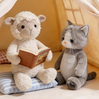 Peluche douce et moelleuse en forme de chat ou de mouton, adorable animal en peluche assis pour enfants, cadeau d'anniversaire ou décoration de chambre d'enfant