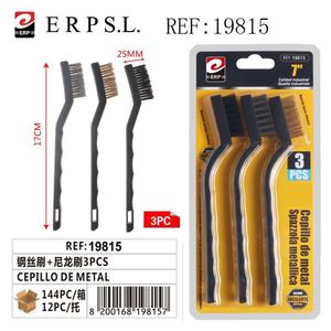 Erpsl Metal Brush 3Pc Set 17Cm 25Mm Steel Nylon Bristles Industrial Cleaning Tool - Product Image 1