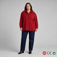 Chemise-veste surdimensionnée personnalisée pour femmes, taille plus, couleur rouge feuille d'érable, manches longues, boutonnée, du CA 44 au 58