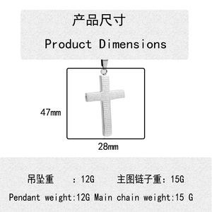 <b>Titanium</b> Steel Cross Pendant Unisex Everyday Wear Geometric Design 23045 - Product Image 4