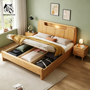 Cama de almacenamiento de madera de tamaño completo, nueva moda, muebles de dormitorio, con logotipo personalizado, precio más bajo, gran stock, envío inmediato, suministro de China - Product Image 4