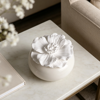 Diffuseur de parfum d'ambiance en céramique 100 ml, fait main, motif pivoine en porcelaine, avec pierre aromatique et bâtonnets d'huiles essentielles