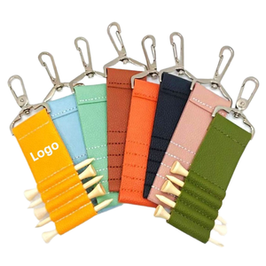 Pochette promotionnelle pour accessoires de sac de golf en cuir végétalien avec logo personnalisé, porte-tee de golf portable avec mousqueton, directement du fabricant - Product Image 1