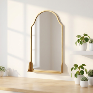 Modern Luxury Wall <b>Mirror</b> with Gold Metal Frame Arched Shape for Home and Hotel Decoration - Product Image 1