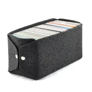 Caixa cd de armazenamento minimalista, caixa em feltro para armazenamento de casa e presente de natal