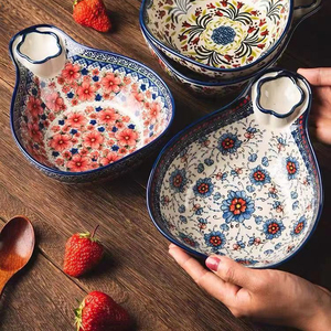 2025 superventas 2 diseños creativos vajilla de cerámica pulida plato dividido plato de bola de masa hervida desayuno ensalada frutero - Product Image 2