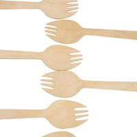 Ensemble de couverts jetables en bois de bouleau, fourchette, couteau, cuillère, cuillère-fourchette, écologiques pour la restauration