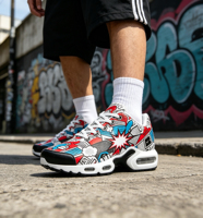Sneakers personnalisées avec impression de bande dessinée, amortissantes, pour hommes et femmes, style pop art, chaussures de marche urbaines