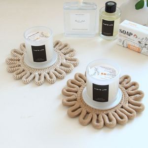 Sous-plat en coton tissé fait main de style nordique, exclusivité transfrontalière, en forme de fleur, pour table à manger, isolation quotidienne pour la maison et la cuisine - Product Image 3