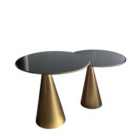 Table basse personnalisée en acier inoxydable et laiton, durable, de luxe léger, mobilier de maison créatif, table d'appoint de canapé pour négociations