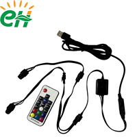 Mini-lumière d'ambiance universelle pour voiture, en fibre optique plastique, avec LED RGB 1-vers-1/2/4, télécommande RF, USB 5V, pour tapis et vêtements