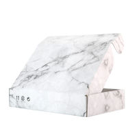 Boîte en carton ondulé personnalisée avec impression marbre blanc et gris, symboles d'expédition, écologique, recyclable, pliable, pour emballage cadeau et envoi postal