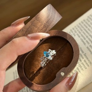 Vintage Blue Teardrop <b>Crown</b> <b>Ring</b> Gold Prong Setting Women's Fashion Jewelry Gift Index Finger <b>Ring</b> - Product Image 4