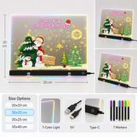 Tableau d'affichage lumineux transfrontalier en PVC pour Noël, effaçable à sec, avec 6 couleurs LED néon, activé par le toucher, support pour ornement