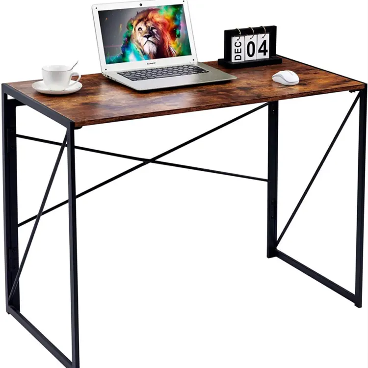 Vente en gros mobilier de bureau style moderne, cadre métallique, bois pliable, peu encombrant, bureau d'ordinateur