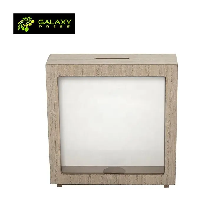 Sublimation Blanks Dream Piggy Special Transparent Shadow Bank Box Wooden Photo Picture Frame for Savings Money