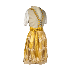 Robe Dirndl Traditionnelle Premium pour Femme, Tenue Folklorique Alpino, Col en V, Manches Courtes, Satin Brodé Floral, Longueur Midi, Coupe Évasée, Style Vintage - Product Image 3