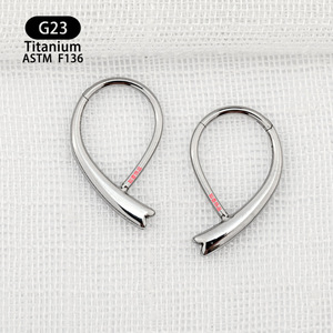 G23 <b>Titanium</b> Nose <b>Ring</b> 10mmx12.7mm Seamless Hook Geometric Design Unisex Everyday Wear - Product Image 4