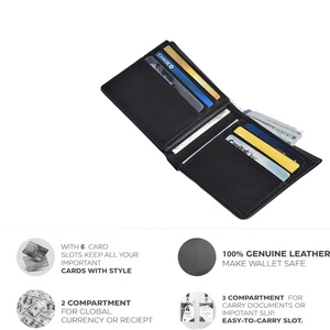 BOSHIHOHO Custom Bifold Genuine Leather Mens <b>Wallet</b> <b>RFID</b> <b>Blocking</b> Vintage Short Credit Card Holder Open Closure Engraved Design - Product Image 2