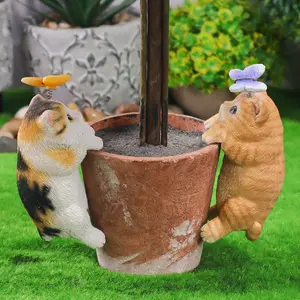Chat mignon pot de fleur décoratif aménagement paysager résine artisanat petit animal poupée créatif en pot paysage pot de fleur ornements
