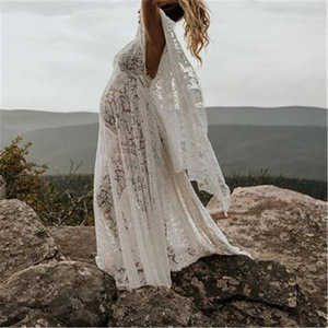 <span class=keywords><strong>Vestido</strong></span> de encaje de maternidad para mujeres embarazadas, <span class=keywords><strong>vestido</strong></span> de boda largo de talla grande - Product Image 5
