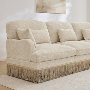100" Comfy Chenille Leopard Printing 3-Seater Square <b>Sofa</b> Delicate Tassel Edge Modern Modular Sectional Couch for <b>Hotel</b> Use - Product Image 1