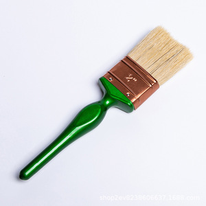 Pinceau plat à poils de porc 22 mm, manche vert émeraude, pour peinture domestique - Product Image 2
