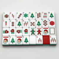Stock en EE. UU., Mahjong de Lujo Acrílico, Fichas de Mahjong Americanas Personalizadas de 4 Capas, Juego de Mahjong con 160 Fichas, Juego de Fichas Rojas de Navidad