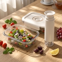 Conteneur alimentaire en verre sous vide authentique et économique - Couvercle en PP durable, disque de mémoire de temps, avec pompe à vide pour usage domestique