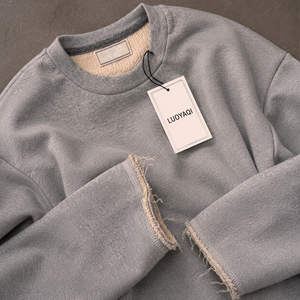 <span class=keywords><strong>T</strong></span>-<span class=keywords><strong>shirt</strong></span> da <span class=keywords><strong>uomo</strong></span> personalizzata 100% <span class=keywords><strong>cotone</strong></span> con orlo grezzo, a manica lunga, taglio corto, con bordo non rifinito, maglietta casual tinta unita, prodotta da fornitore - Product Image 2