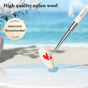 Nouveauté : Pinceau professionnel double tête pour détails et liner, en <span class=keywords><strong>nylon</strong></span> et poils de Kolinsky, manche métallique, pour nail art - Product Image 4