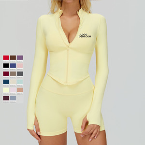 Giacca da Yoga a Collo Alto con Zip e Maniche Lunghe - Top Aderente da Donna ad Asciugatura Rapida per Fitness e Sport all'Aperto - Product Image 1