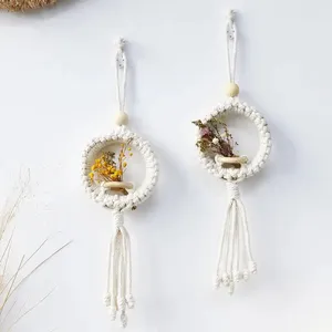 Nordic Bohemian Decor Room Decoration Accessories Wall Decoration Woven Manual Simulation Flower Basket Pendant Wall Hanging