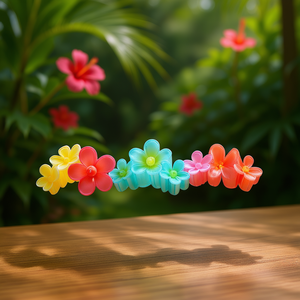 Pince à cheveux fleur de frangipanier Angelina 9,5 cm, en plastique coloré, style doux, pour femmes et filles, accessoire capillaire décontracté - Product Image 2