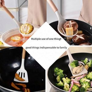 19 Pcs Silicone <b>Kitchen</b> Utensil Set With Wooden Handle Cooking <b>Tools</b> Knife Cuttings Board Storage Bucket <b>Kitchen</b> <b>Gadgets</b> Set - Product Image 4