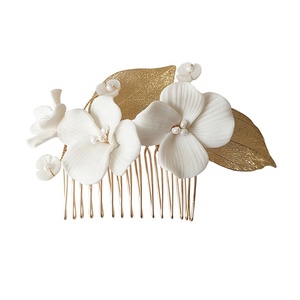 Peigne pour coiffure de mariage, <span class=keywords><strong>plage</strong></span>, cheveux, feuilles de fleur, bijou pour femmes - Product Image 5