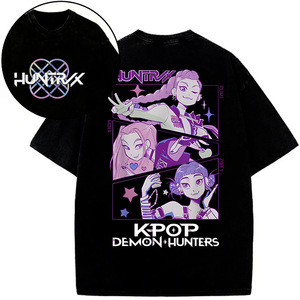 เสื้อยืดผ้าฝ้ายทอลายวินเทจลายอนิ<span class=keywords><strong>เมะ</strong></span> K-Pop Devil Hunter พร้อมลวดลาย 3 มิติ สไตล์สมาร์ทแคชชวลสำหรับทุกเพศ - Product Image 1