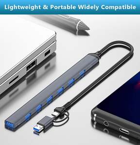 Hub USB et USB-C 7 en 1 en aluminium avec <span class=keywords><strong>station</strong></span> d'accueil USB 3.0, adapté aux ordinateurs portables <span class=keywords><strong>MacBook</strong></span> <span class=keywords><strong>Pro</strong></span>, PS5 - Product Image 6